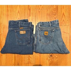 Wrangler FR Flame Resistant Relaxed Fit Jeans Mens 40x32 Lot of 2 Blue Workwear